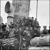 (Survivors of a torpedoed merchant ship dock in St. John's, NFLD, September 1942)