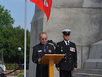 Military Chaplain Padré Monpas and a Royal Canadian Navy Officer